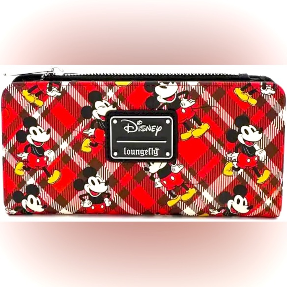 Loungefly Mickey Mouse Red Plaid Bifold Wallet